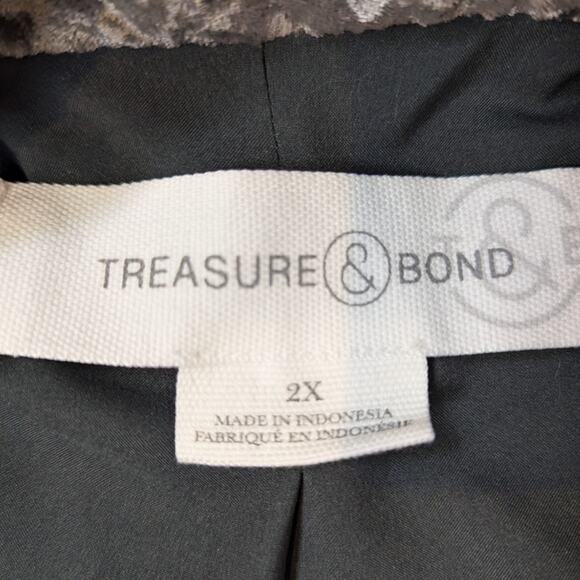 Treasure & Bond Double Breasted Crushed Velvet Blazer Gray Size 2X - Picture 5 of 14